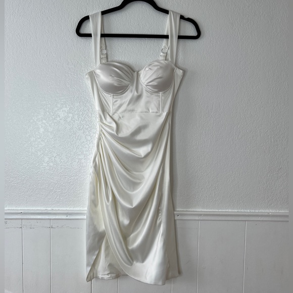 Dolls Kill Dresses & Skirts - Dolls Kill white satin effect draped dress S